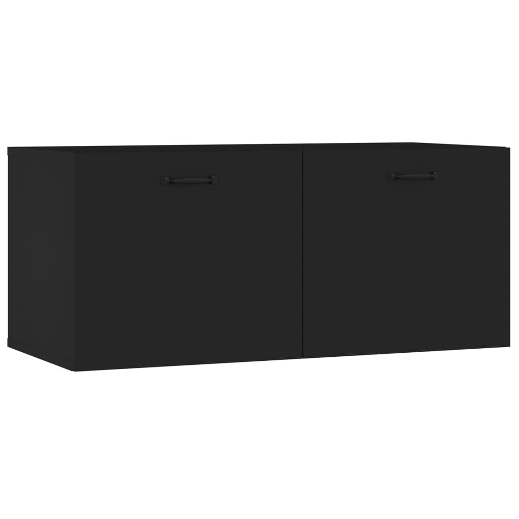 Armadietto a Muro Nero 80x35x36,5 cm in Legno Multistrato - homemem39