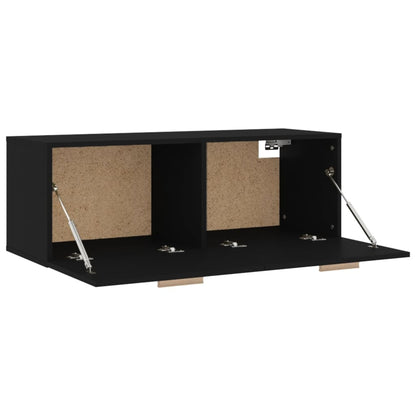 Mobile Pensile Nero 100x36,5x35 cm Legno Multistrato - homemem39