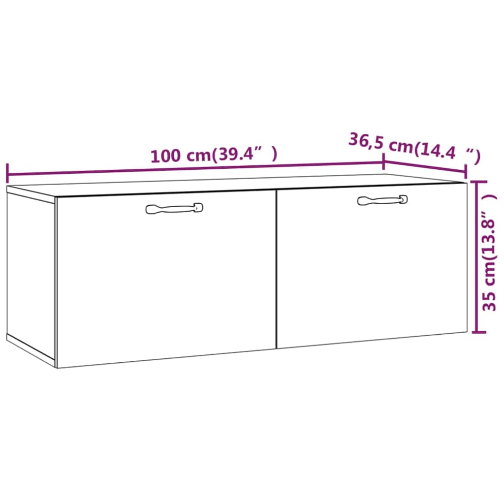 Mobile Pensile Bianco 100x36,5x35 cm Legno Multistrato - homemem39