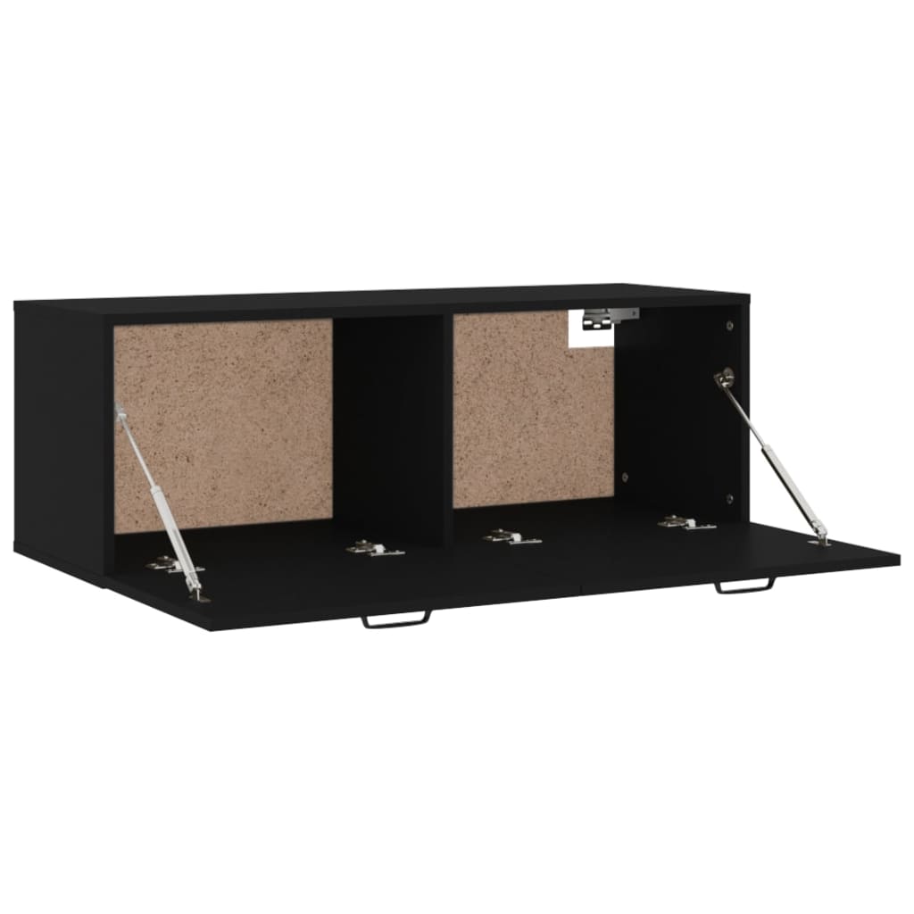 Mobile Pensile Nero 100x36,5x35 cm Legno Multistrato - homemem39