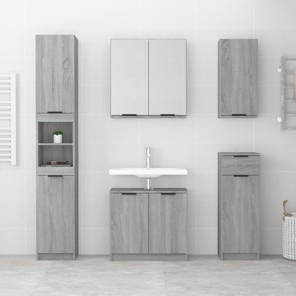 Mobile da Bagno a Parete Grigio Sonoma 32x20x67 cm - homemem39