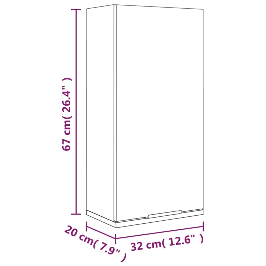 Mobile da Bagno a Parete Grigio Sonoma 32x20x67 cm - homemem39