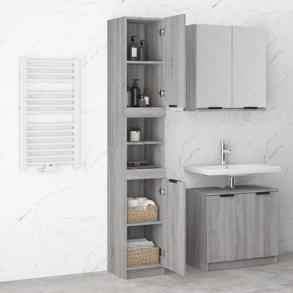 Armadietto Bagno Grigio Sonoma 32x34x188,5 cm Legno Multistrato - homemem39