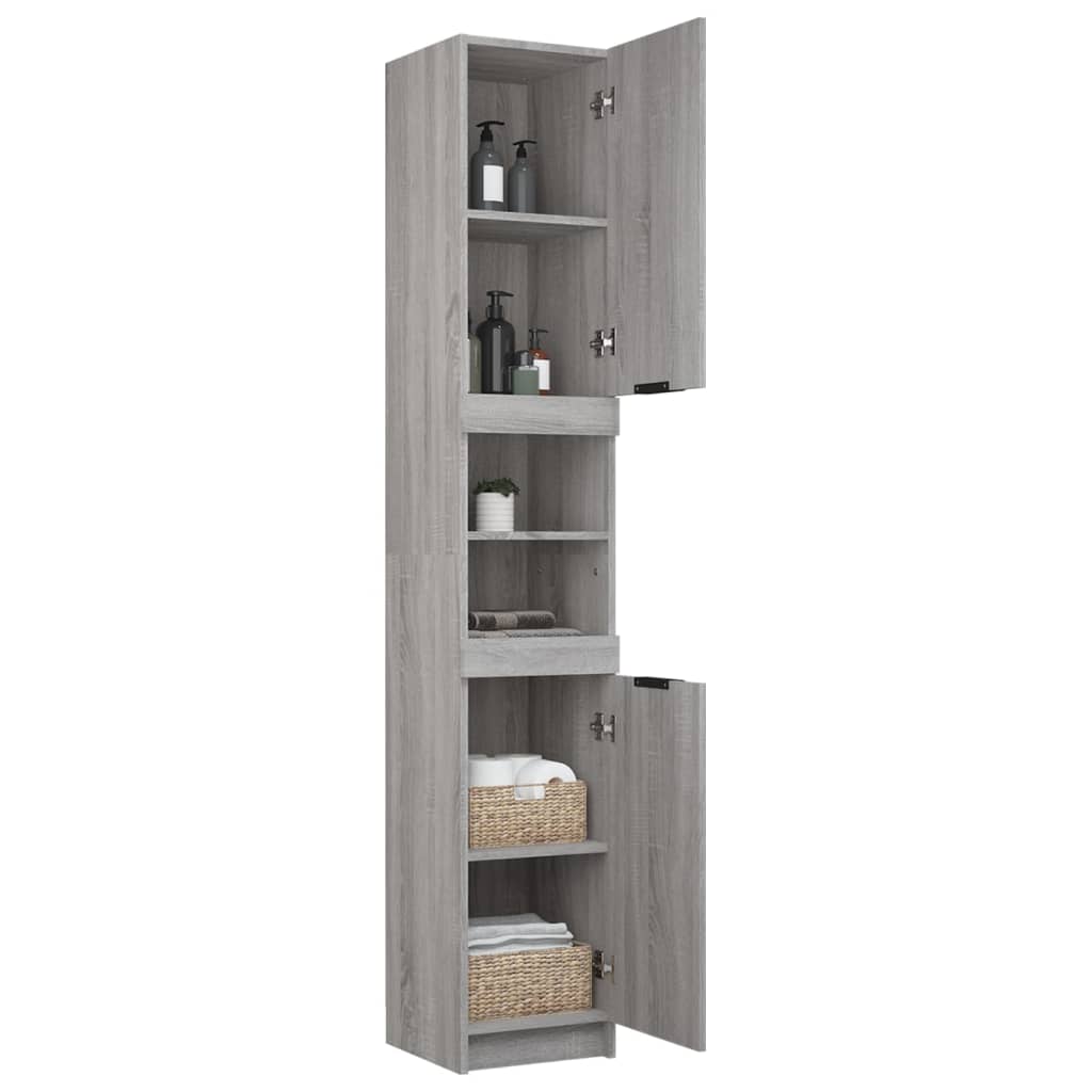 Armadietto Bagno Grigio Sonoma 32x34x188,5 cm Legno Multistrato - homemem39