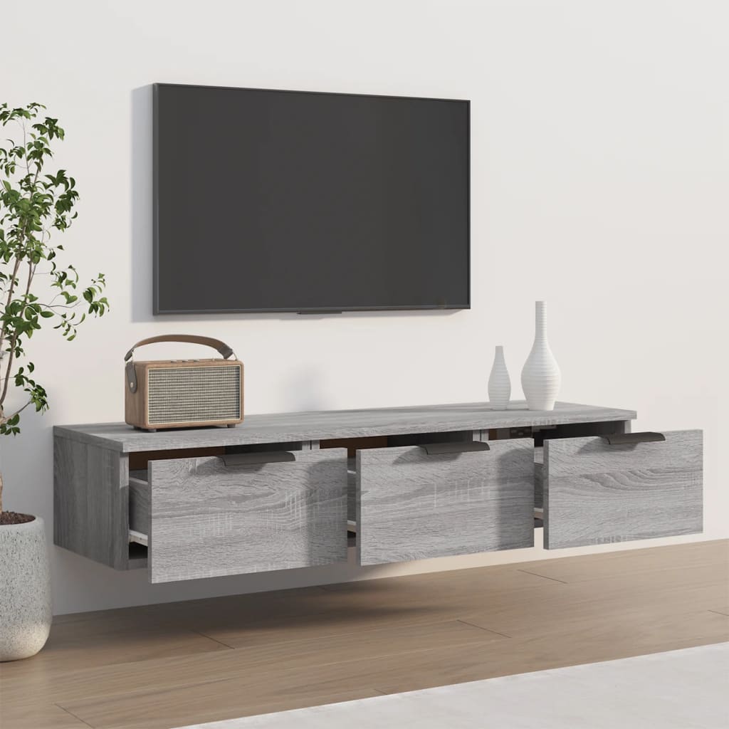 Armadietto a Muro Grigio Sonoma 102x30x20 cm Legno Multistrato - homemem39