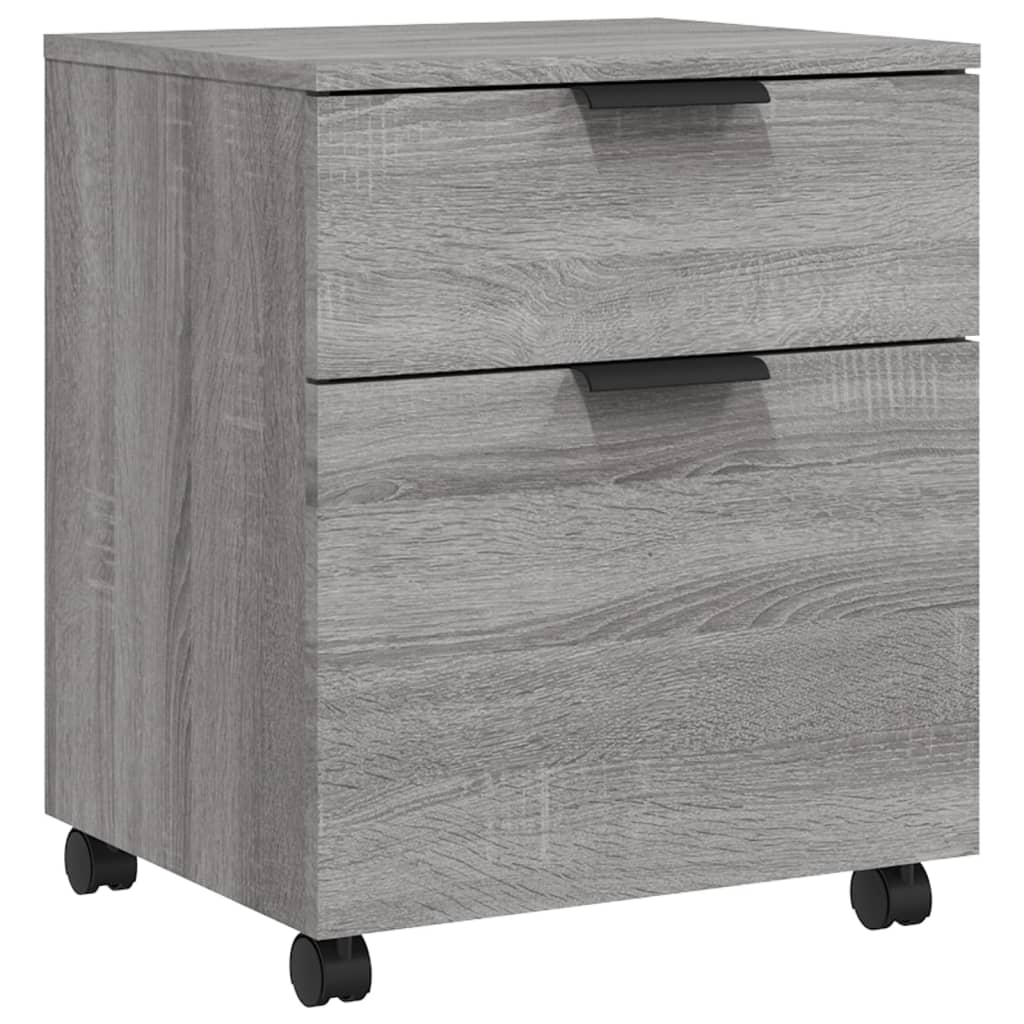 Schedario con Ruote Grigio Sonoma 45x38x54 cm Legno Multistrato - homemem39