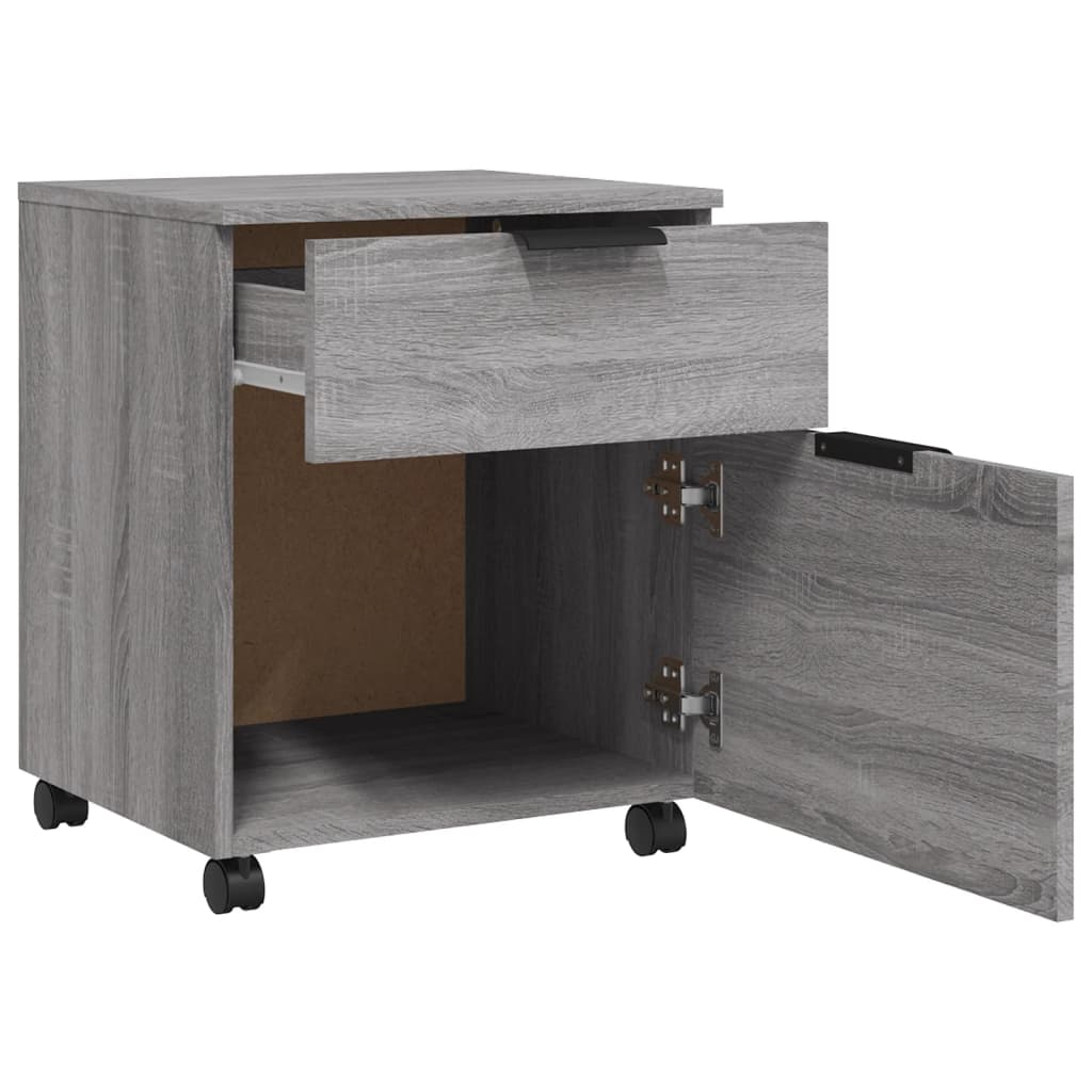 Schedario con Ruote Grigio Sonoma 45x38x54 cm Legno Multistrato - homemem39