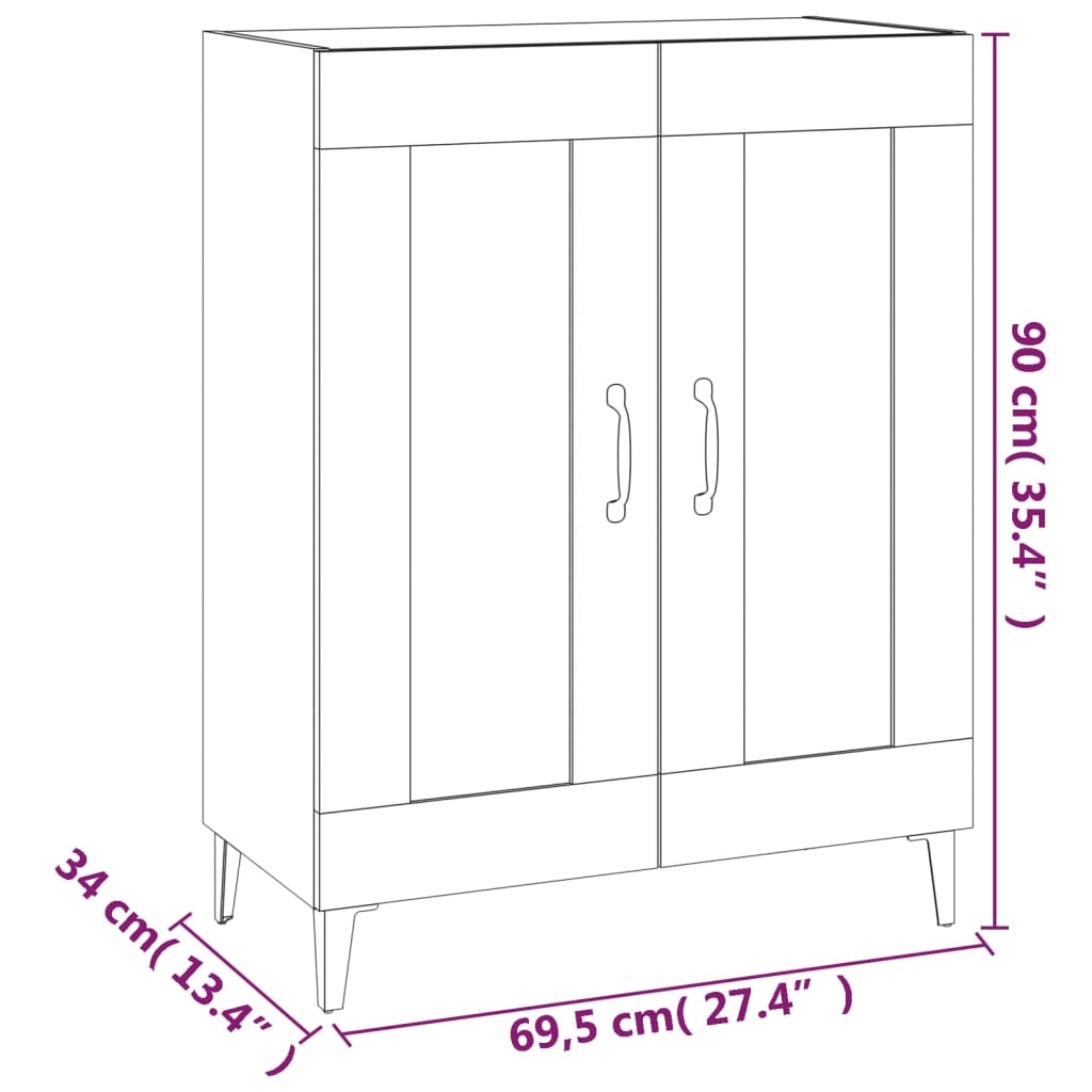 Credenza Rovere Fumo 69,5x34x90 cm in Legno Multistrato - homemem39