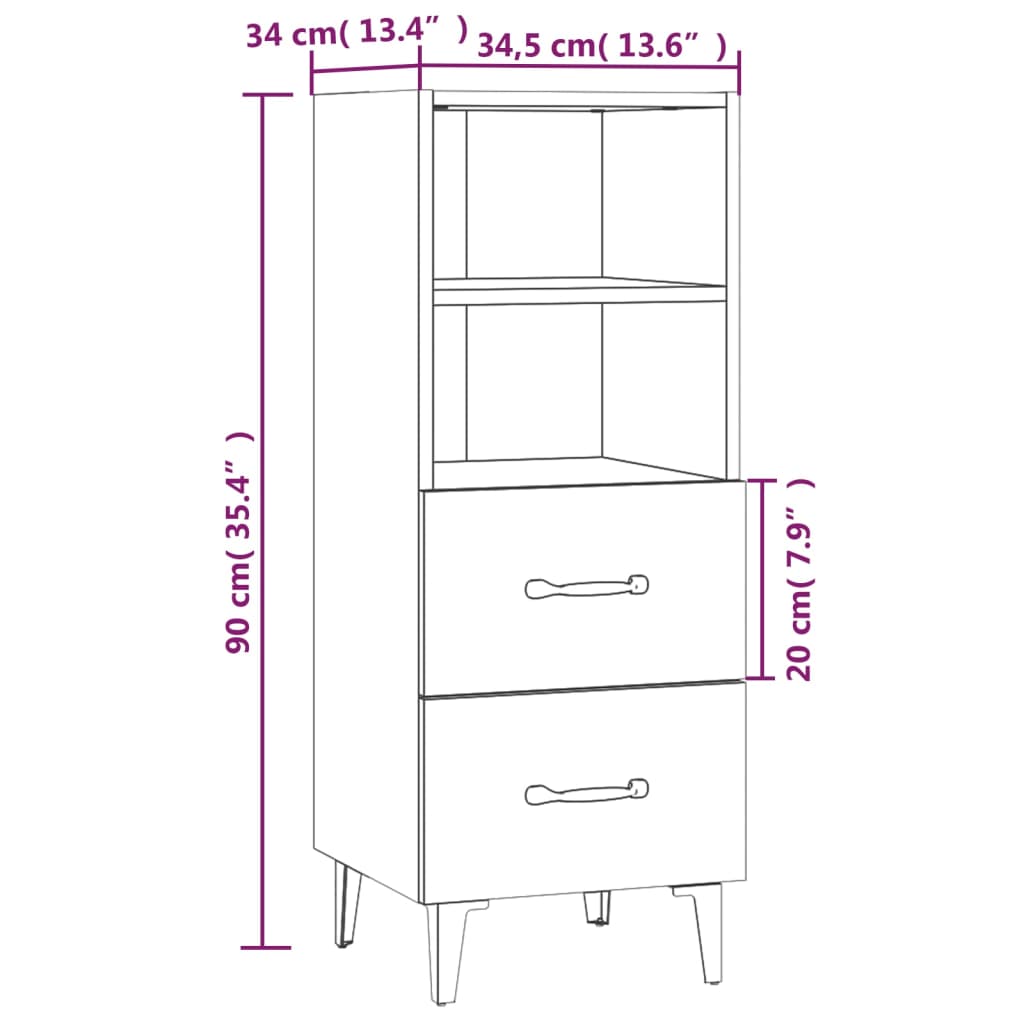 Credenza Grigio Sonoma 34,5x34x90 cm in Legno Multistrato - homemem39