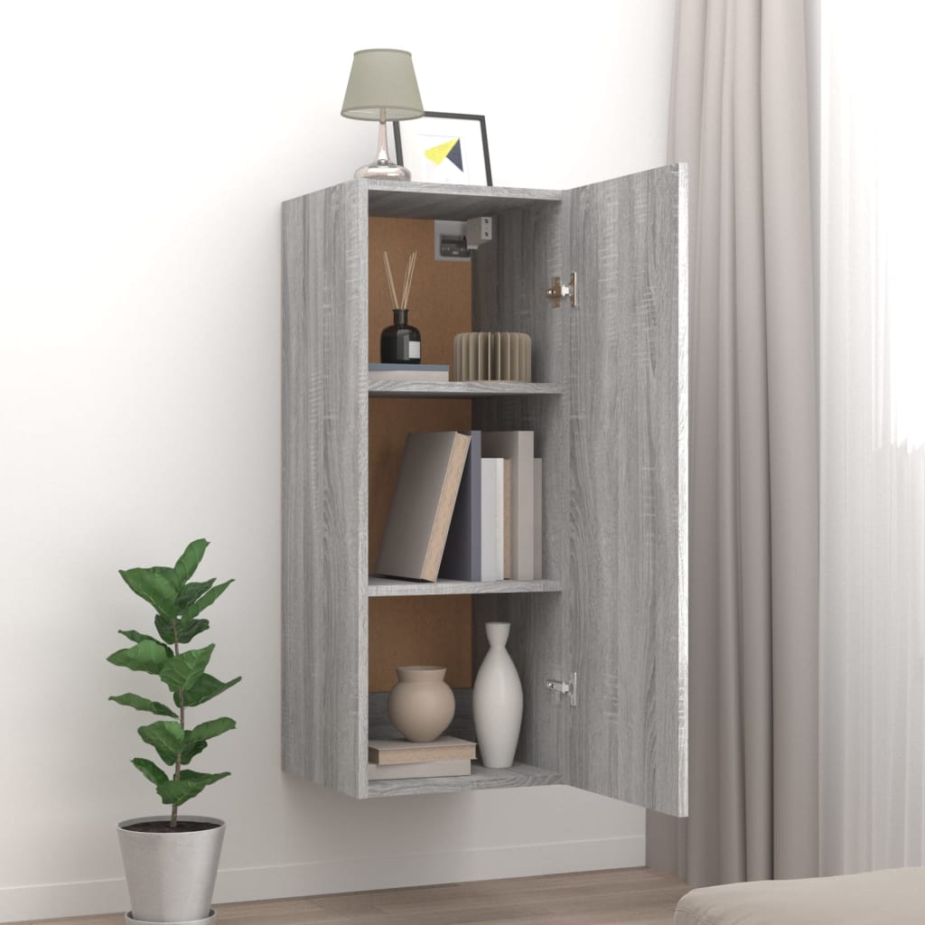 Armadietto a Muro Grigio Sonoma 34,5x34x90 cm Legno Multistrato - homemem39