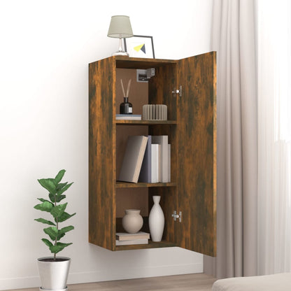 Mobile Pensile Muro Rovere Fumo 34,5x34x90 cm Legno Multistrato - homemem39