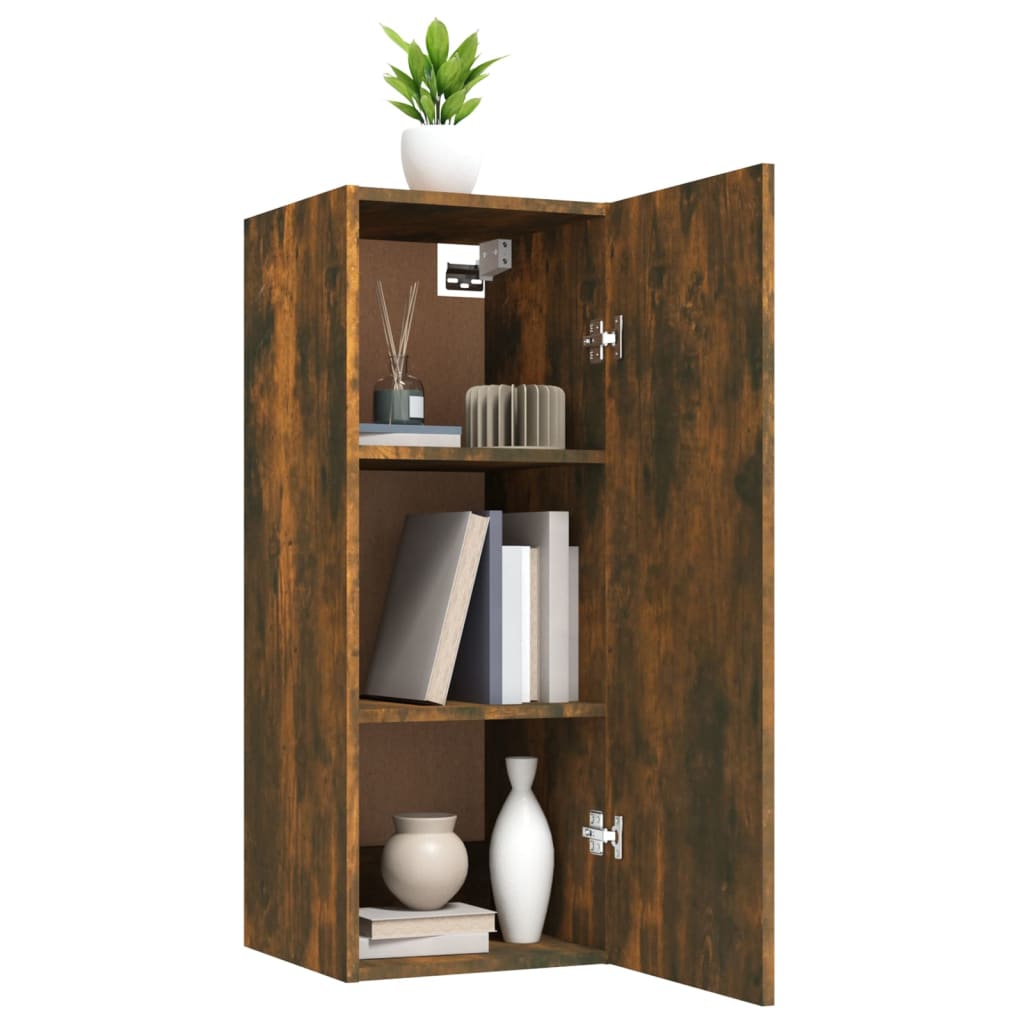 Mobile Pensile Muro Rovere Fumo 34,5x34x90 cm Legno Multistrato - homemem39