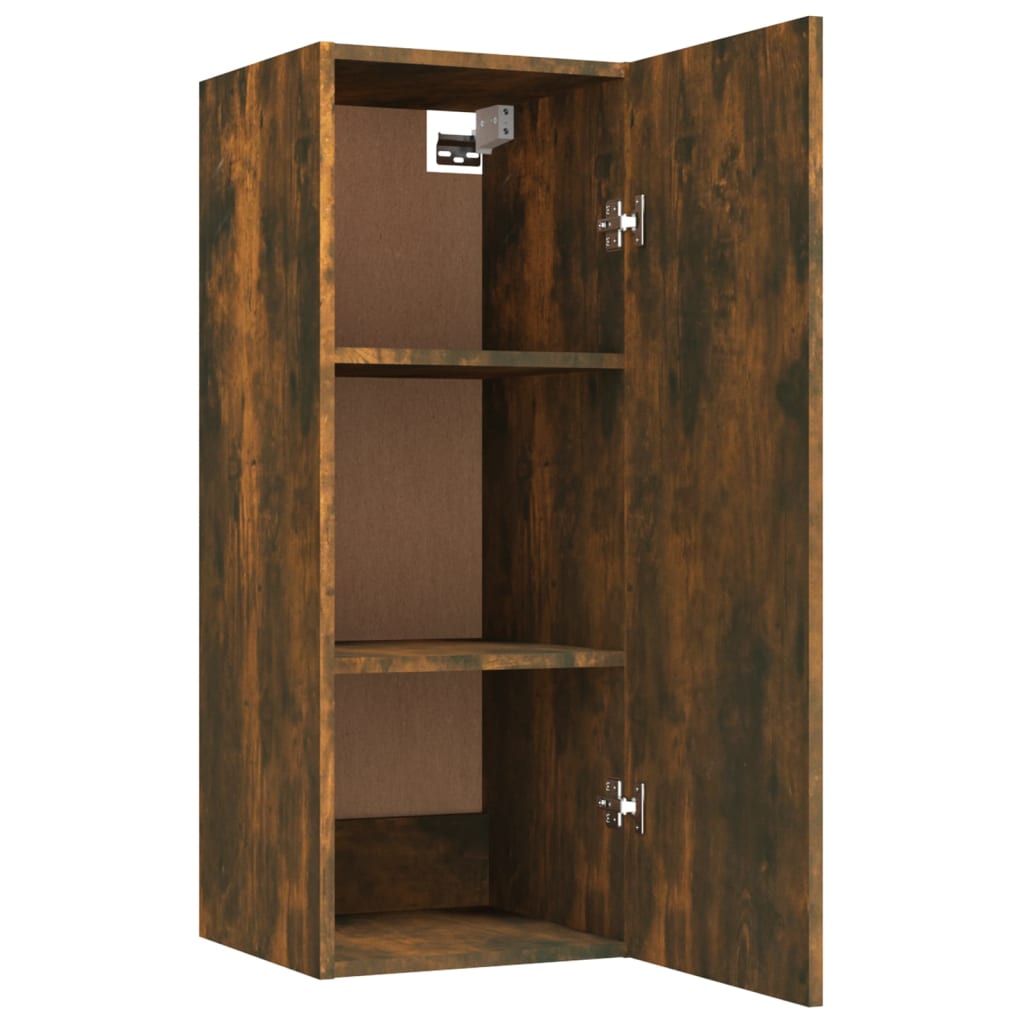 Mobile Pensile Muro Rovere Fumo 34,5x34x90 cm Legno Multistrato - homemem39