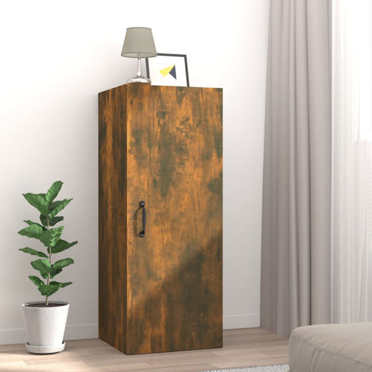 Mobile Pensile Muro Rovere Fumo 34,5x34x90 cm Legno Multistrato - homemem39