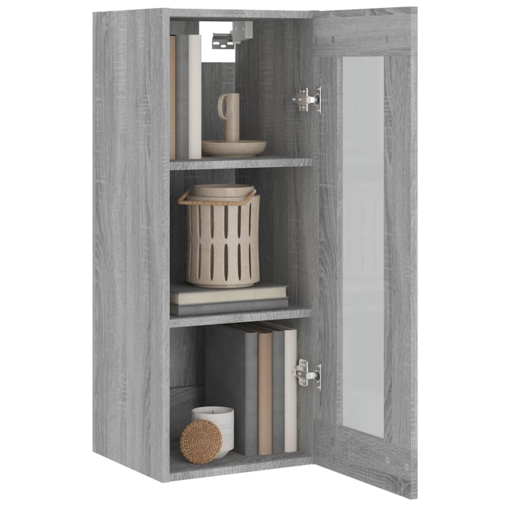 Armadietto Pensile a Parete Grigio Sonoma 34,5x34x90 cm - homemem39