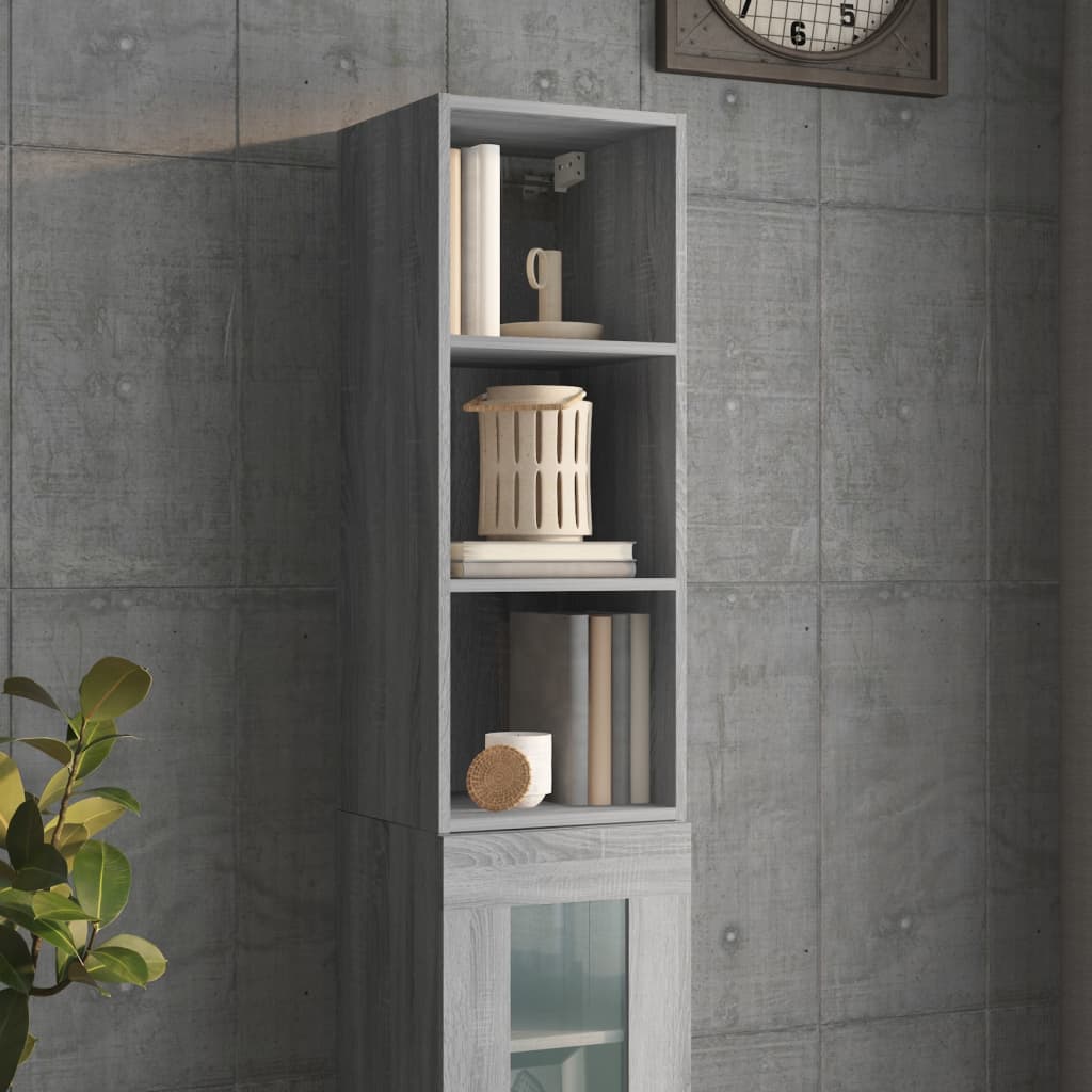 Armadietto Muro Grigio Sonoma 34,5x32,5x90 cm Legno Multistrato - homemem39