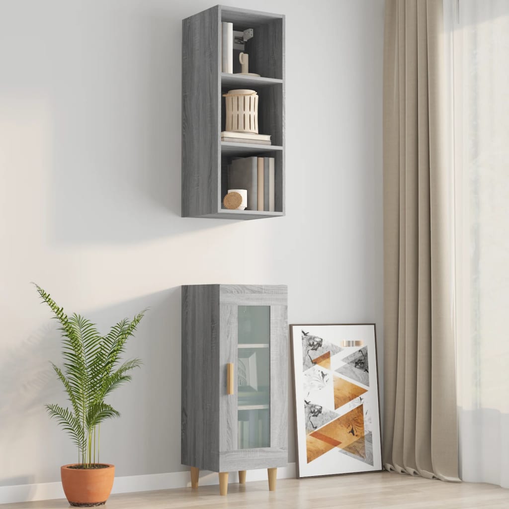 Armadietto Muro Grigio Sonoma 34,5x32,5x90 cm Legno Multistrato - homemem39