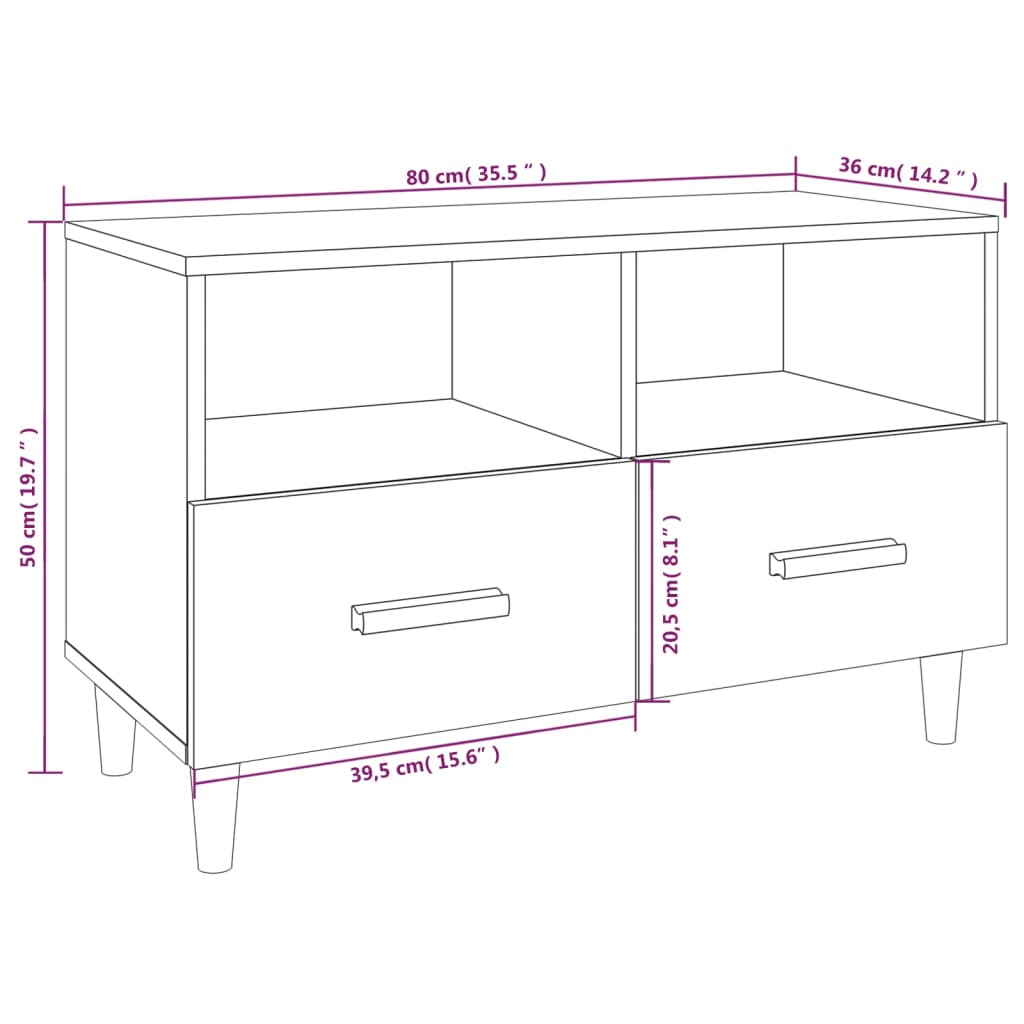 Mobile Porta TV Rovere Fumo 80x36x50 cm in Legno Multistrato - homemem39