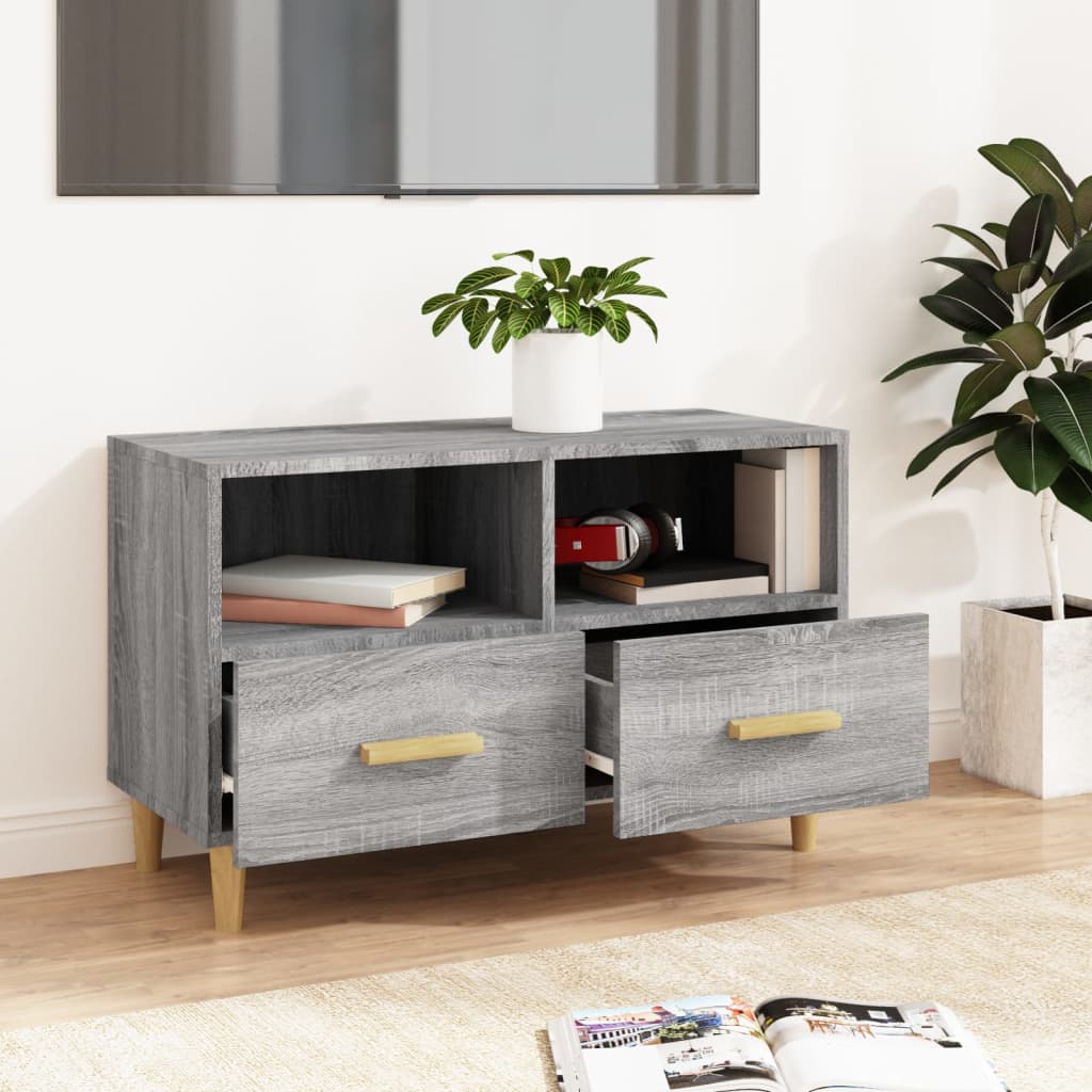 Mobile Porta TV Grigio Sonoma 80x36x50 cm in Legno Multistrato - homemem39