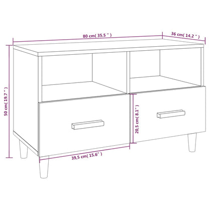 Mobile Porta TV Rovere Marrone 80x36x50 cm in Legno Multistrato - homemem39