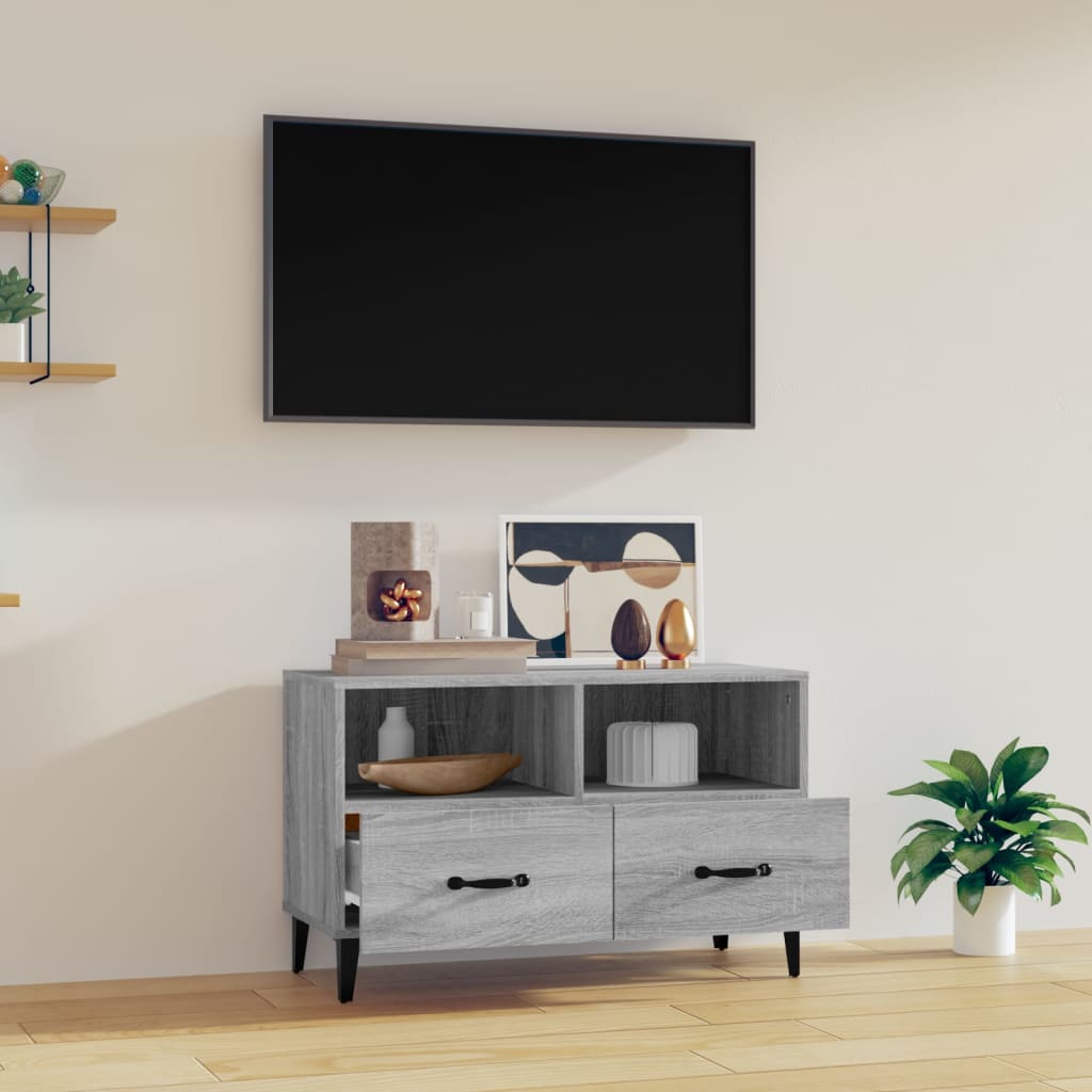 Mobile Porta TV Grigio Sonoma 80x36x50 cm in Legno Multistrato - homemem39