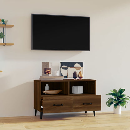 Mobile Porta TV Rovere Marrone 80x36x50 cm in Legno Multistrato - homemem39