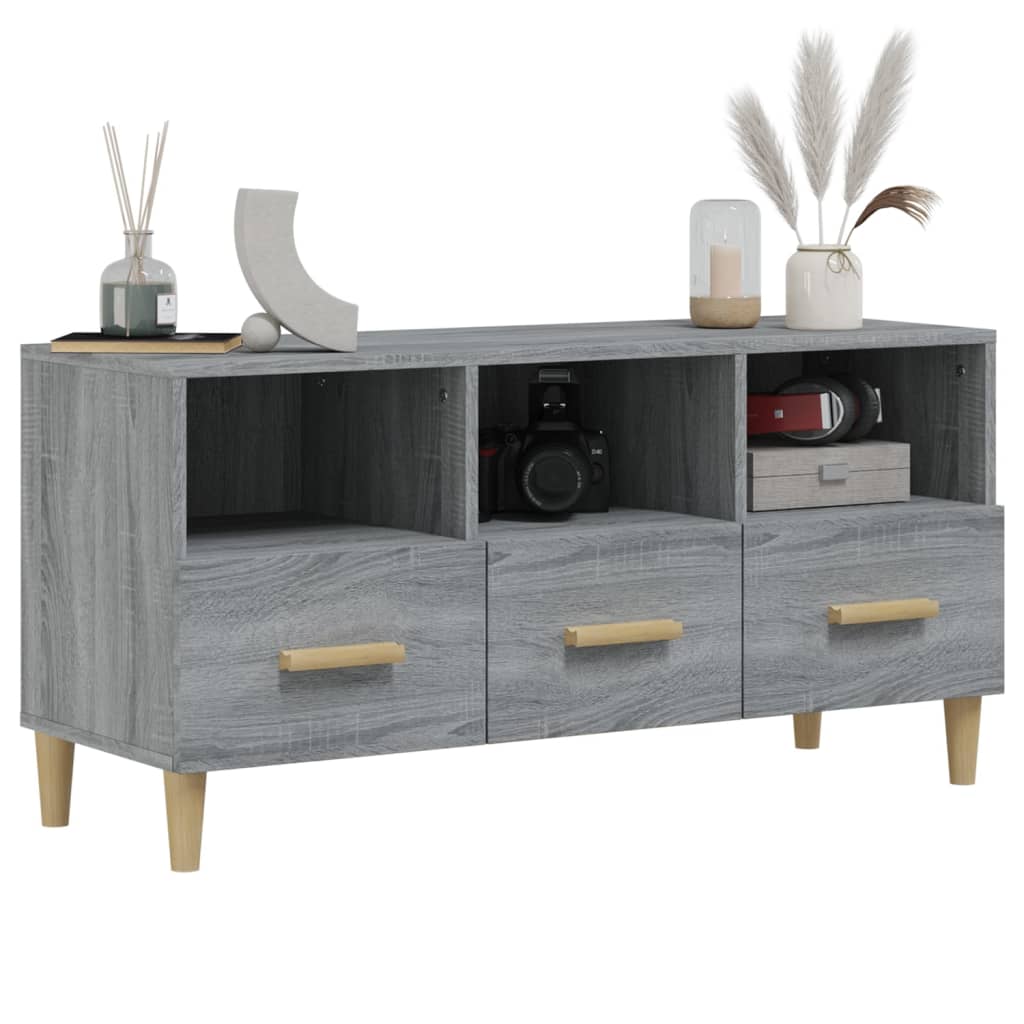 Mobile TV Grigio Sonoma 102x36x50 cm in Legno Multistrato - homemem39