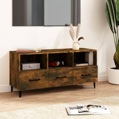 Mobile TV Rovere Fumo 102x35x50 cm in Legno Multistrato - homemem39