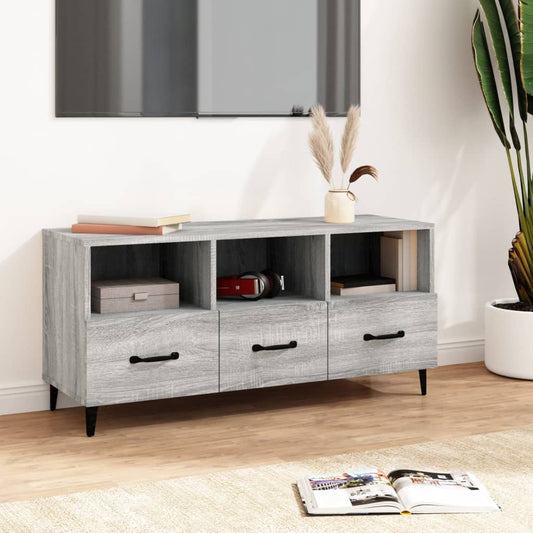 Mobile TV Grigio Sonoma 102x35x50 cm in Legno Multistrato - homemem39