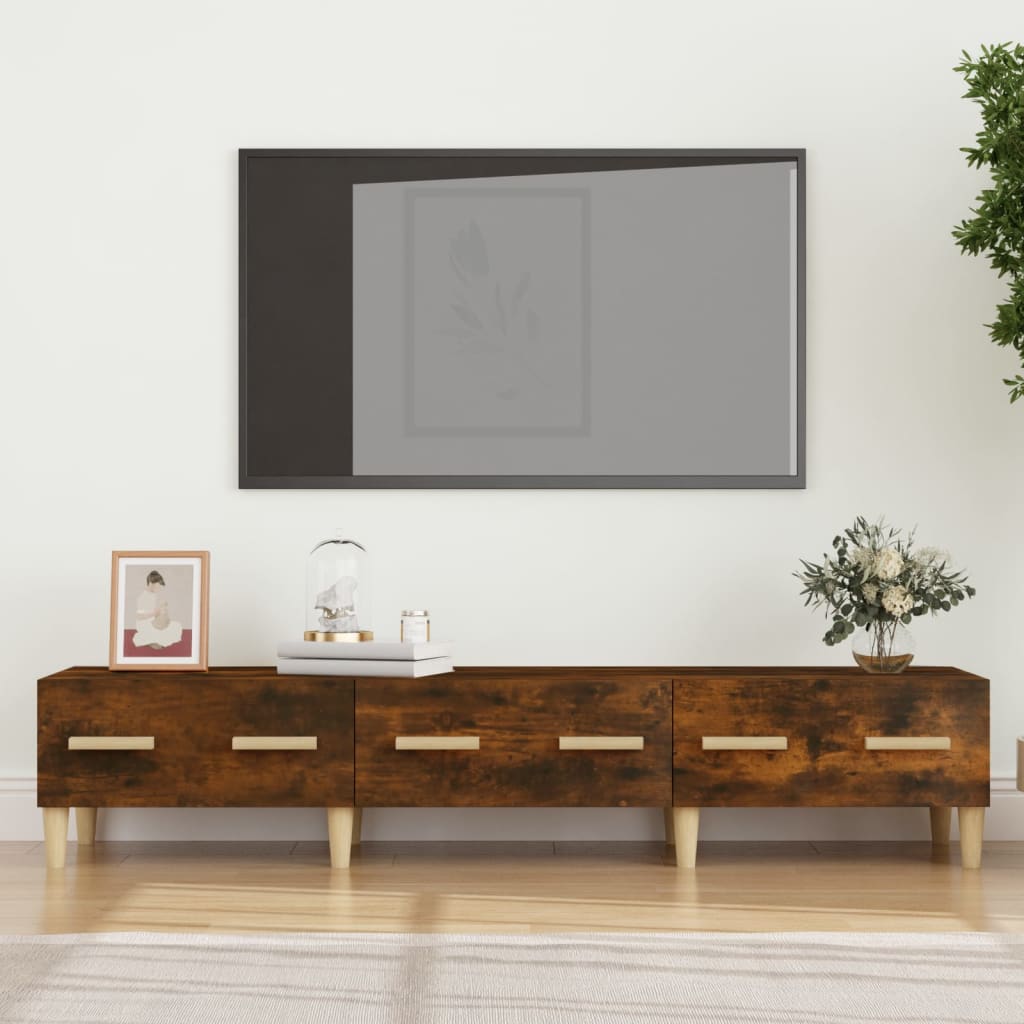 Mobile TV Rovere Fumo 150x34,5x30 cm in Legno Multistrato - homemem39