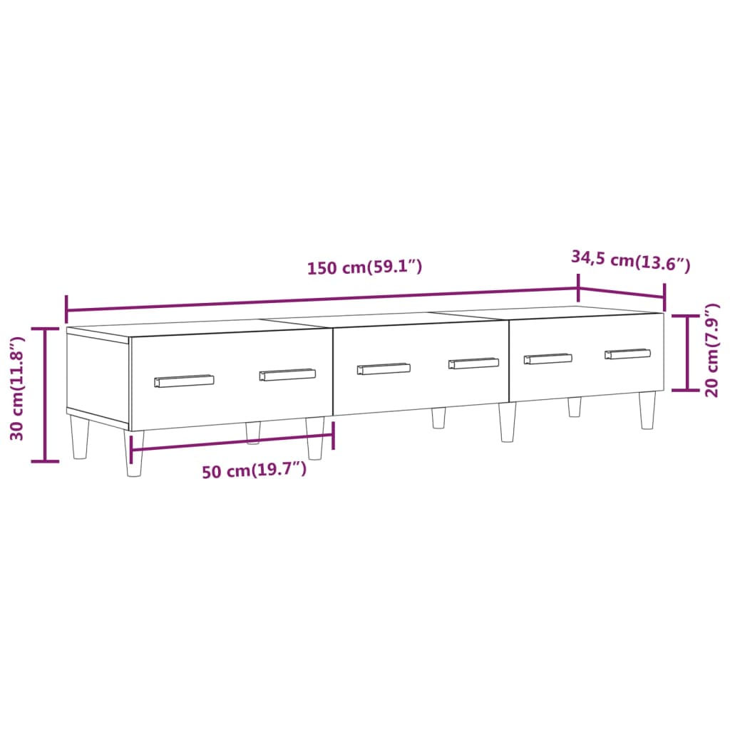 Mobile TV Grigio Sonoma 150x34,5x30 cm in Legno Multistrato - homemem39