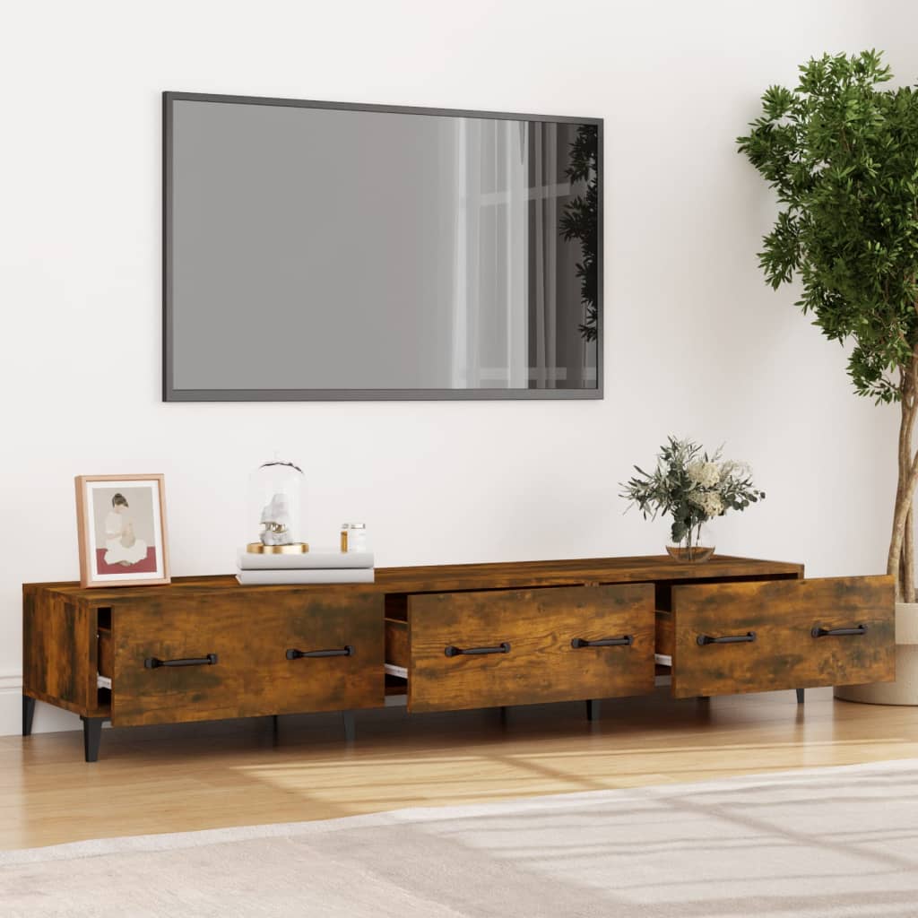 Mobile TV Rovere Fumo 150x34,5x30 cm in Legno Multistrato - homemem39