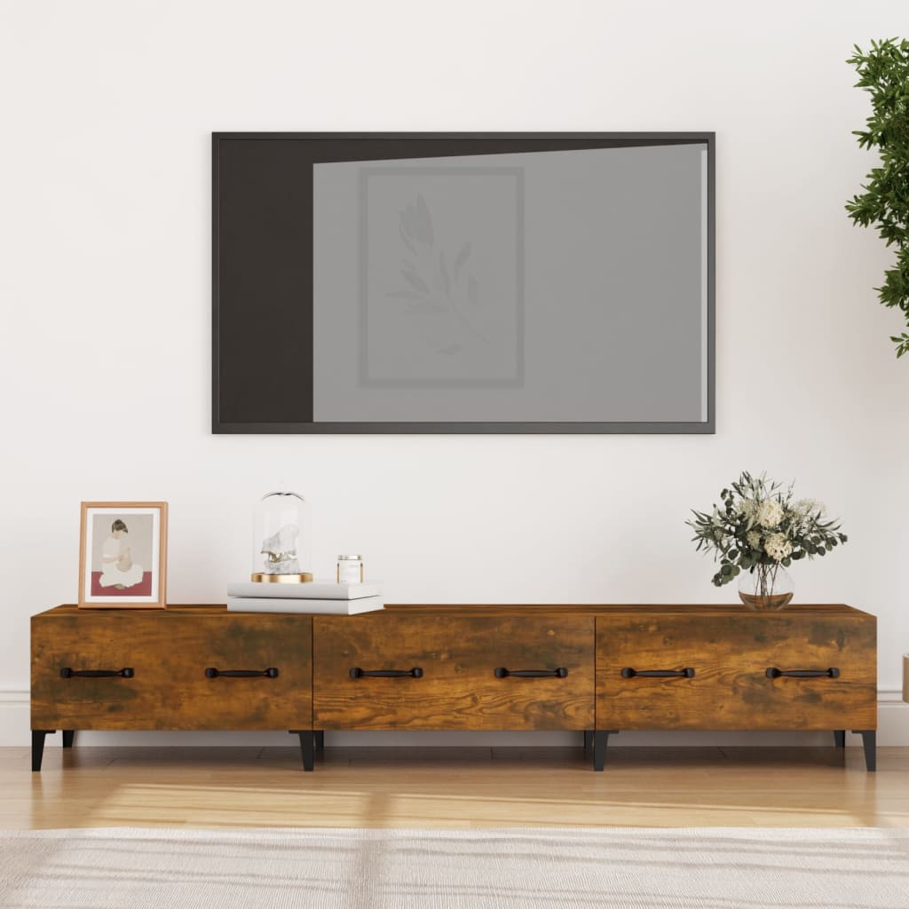 Mobile TV Rovere Fumo 150x34,5x30 cm in Legno Multistrato - homemem39