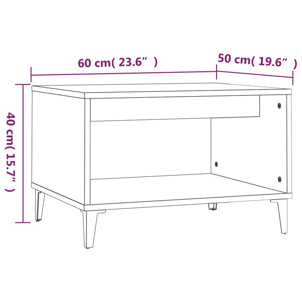 Tavolino da Salotto Rovere Fumo 60x50x40cm in Legno Multistrato - homemem39