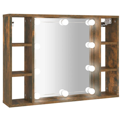 Mobile a Specchio con LED Rovere Fumo 76x15x55 cm - homemem39