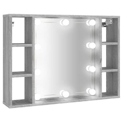Mobile a Specchio con LED Grigio Sonoma 76x15x55 cm - homemem39