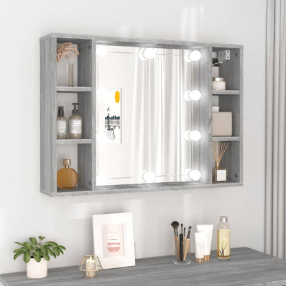 Mobile a Specchio con LED Grigio Sonoma 76x15x55 cm - homemem39