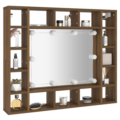 Mobile da Bagno a Specchio con LED Rovere Marrone 91x15x76,5 cm - homemem39