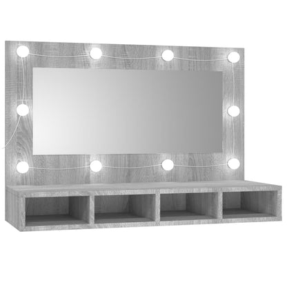 Mobile a Specchio con LED Grigio Sonoma 90x31,5x62 cm - homemem39