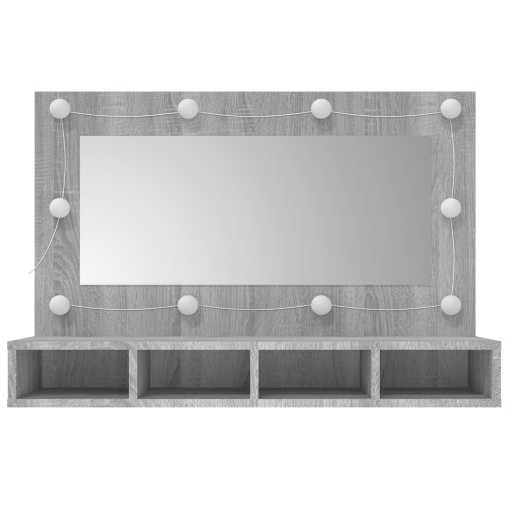 Mobile a Specchio con LED Grigio Sonoma 90x31,5x62 cm - homemem39