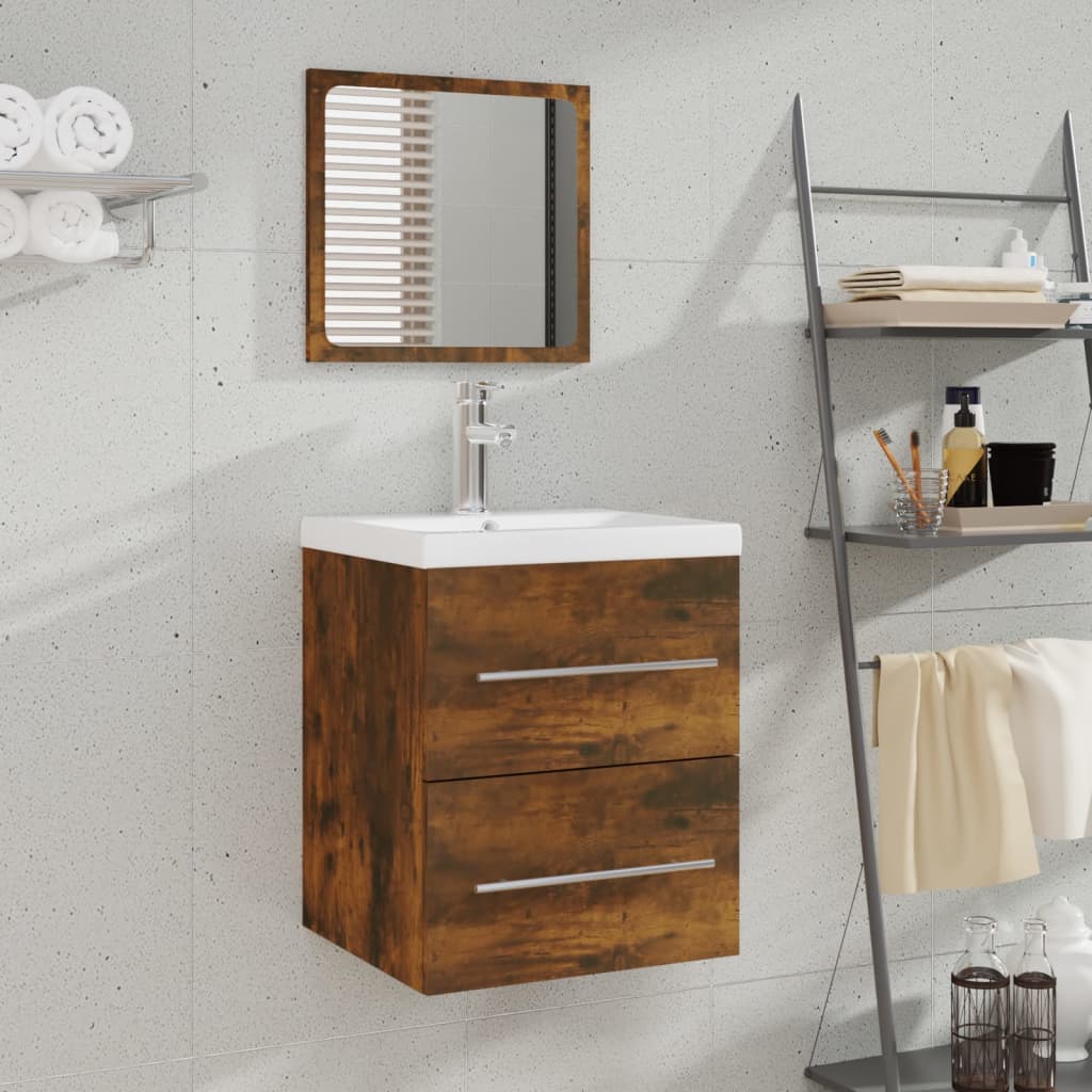 Mobile da Bagno con Specchio Rovere Fumo 41x38,5x48 cm - homemem39