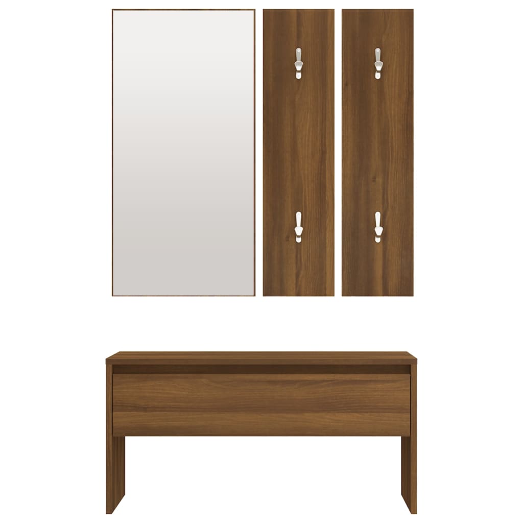 Set di Mobili da Corridoio Rovere Marrone in Legno Multistrato - homemem39