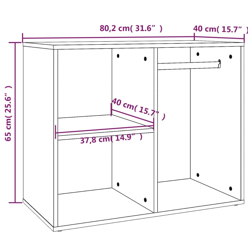 Armadietto Cosmetici Grigio Sonoma 80x40x65cm Legno Multistrato - homemem39