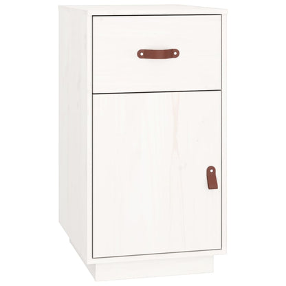 Scrivania con Armadietti Bianco 135x50x75cm Legno Massello Pino - homemem39