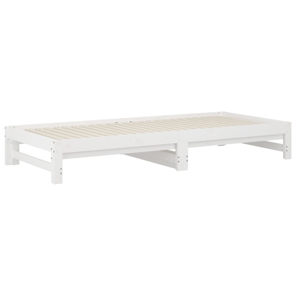 Dormeuse Estraibile Bianca 2x(90x200) cm Legno Massello di Pino - homemem39