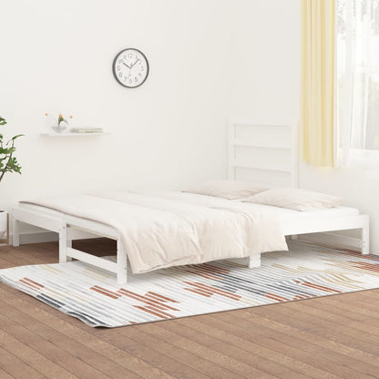 Dormeuse Estraibile Bianca 2x(90x200) cm Legno Massello di Pino - homemem39