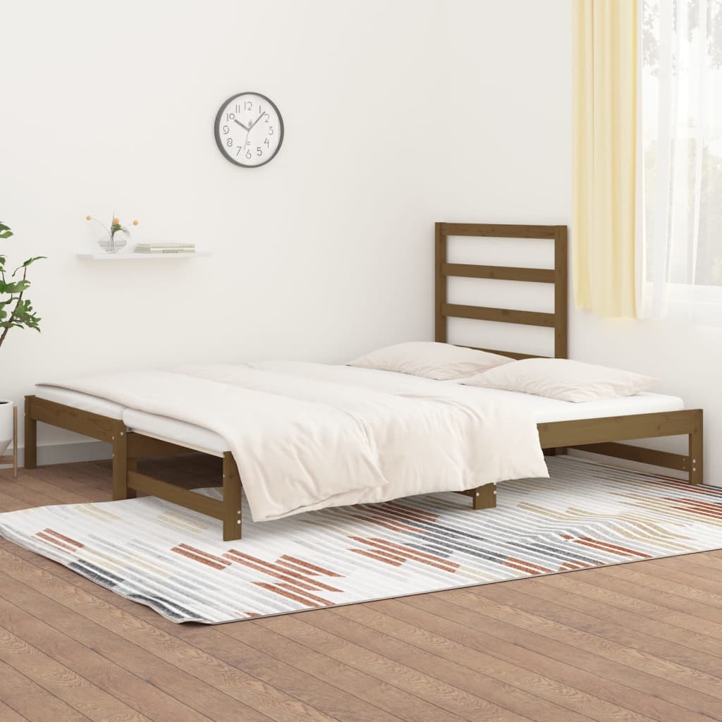 Dormeuse Estraibile Miele 2x(90x200) cm Legno Massello di Pino - homemem39