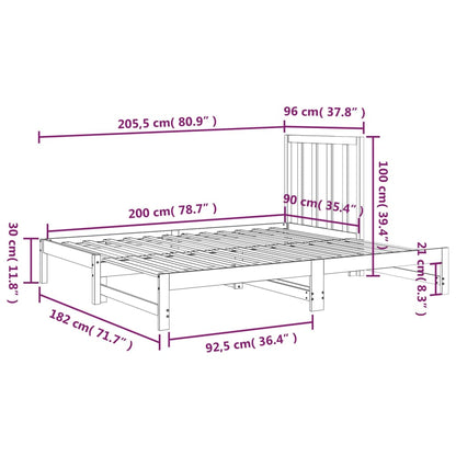 Dormeuse Estraibile 2x(90x200) cm Legno Massello di Pino - homemem39