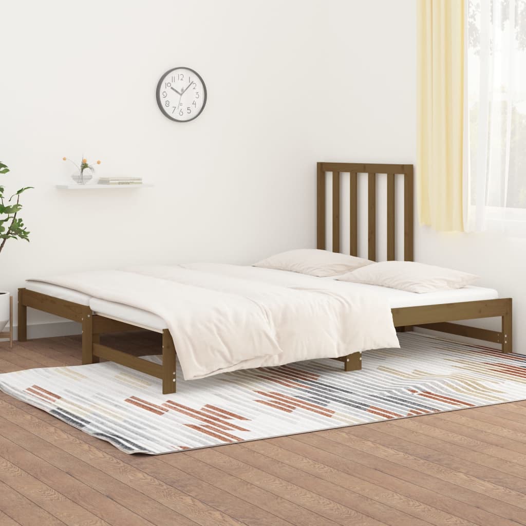 Dormeuse Estraibile Miele 2x(90x200) cm Legno Massello di Pino - homemem39