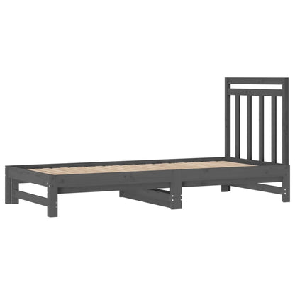 Dormeuse Estraibile Grigia 2x(90x200) cm Legno Massello di Pino - homemem39